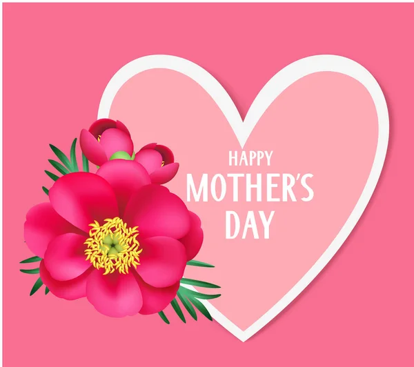 Anyák napi üdvözlőlap, bazsarózsa pink — Stock Vector