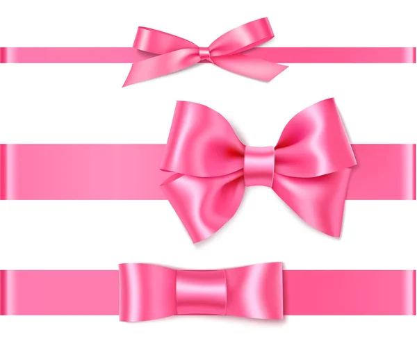 Set of Beautiful pink bows — Stock Vector