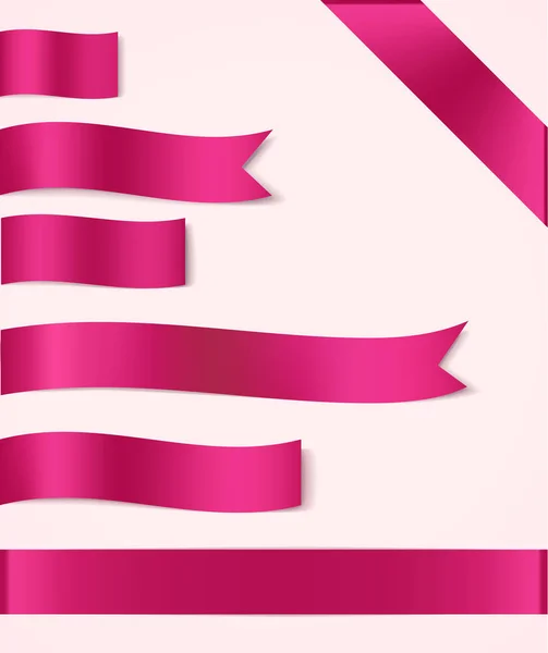 Σύνολο ροζ κορδέλα πανό — Διανυσματικό Αρχείο