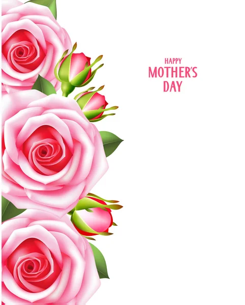 Tarjeta del día de la madre con rosas rosadas — Archivo Imágenes Vectoriales
