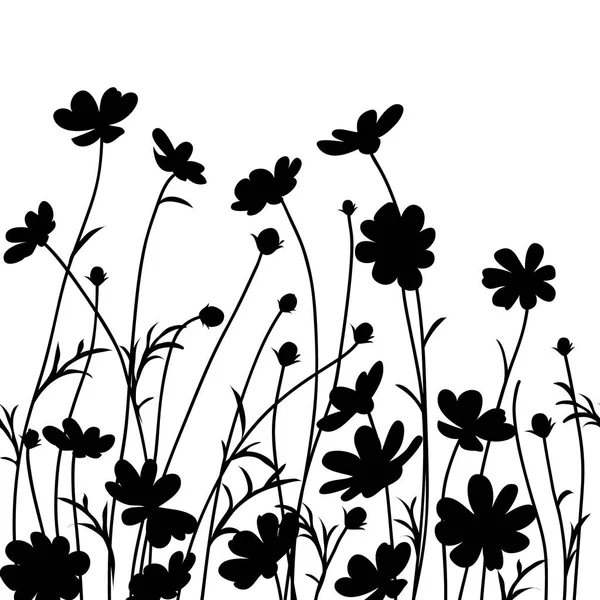 Silhouetten van tuin bloemen Stockillustratie