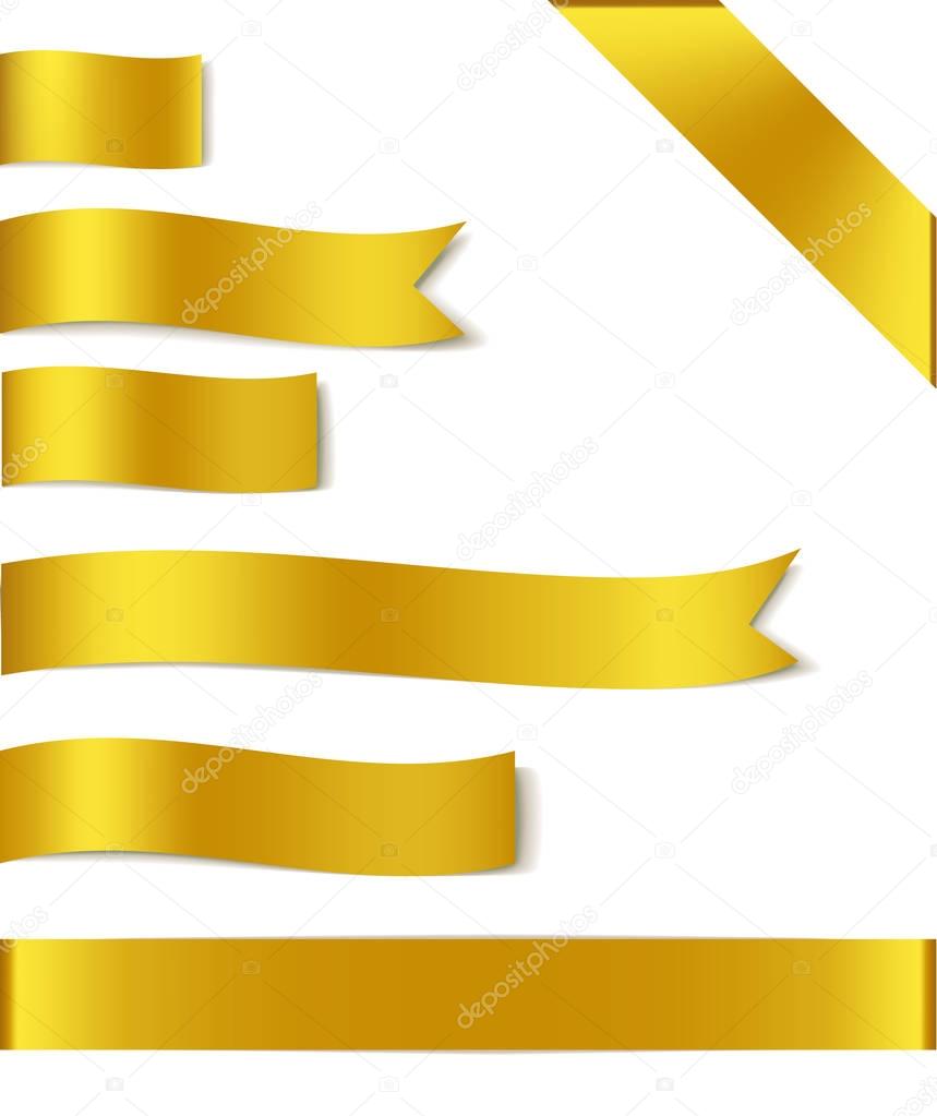 set of golden ribbon banners