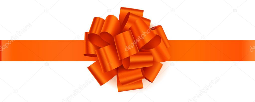 orange bow with orange horizontal ribbon