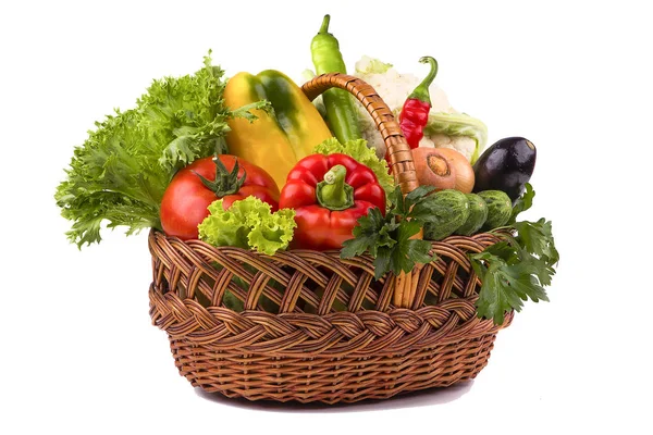 Vegetable basket on the white background — Stock Photo, Image