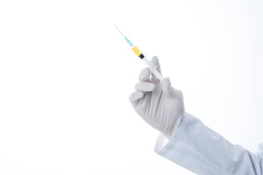 Doctor holding syringe clipart