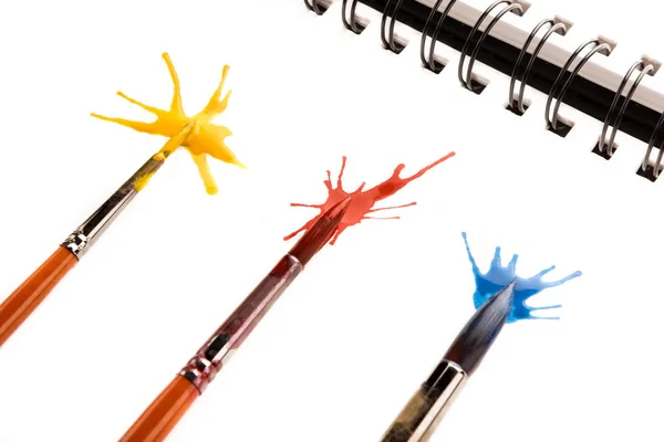 Brushes and paint splashes — Stock Photo, Image