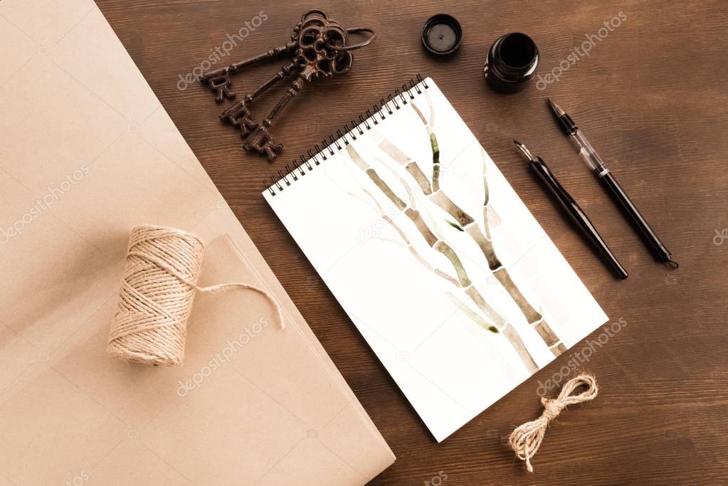 Bamboo drawing  in album   Stock Photo   SergIllin 143866729