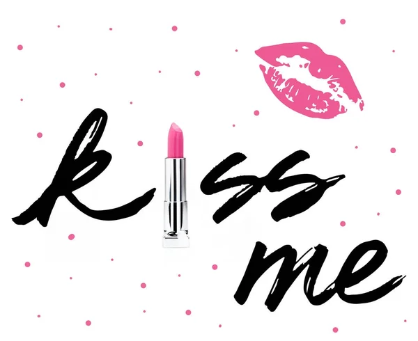Buka lipstik merah muda — Stok Foto