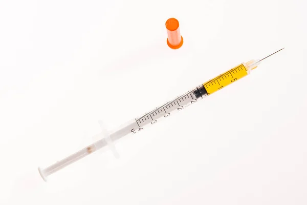 Insulin syringe for diabetes — Stock Photo