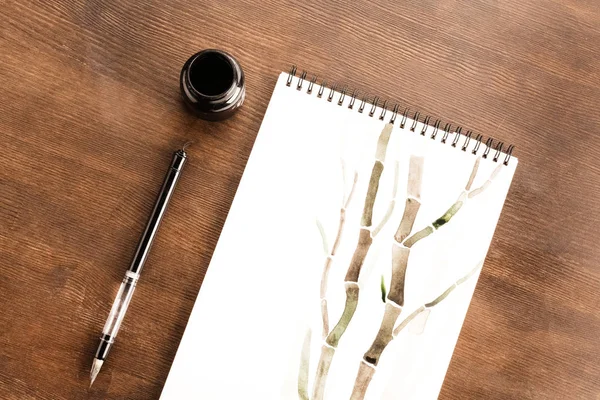 Bamboo drawing in album — Stock Photo