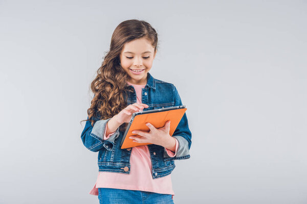 Girl using digital tablet