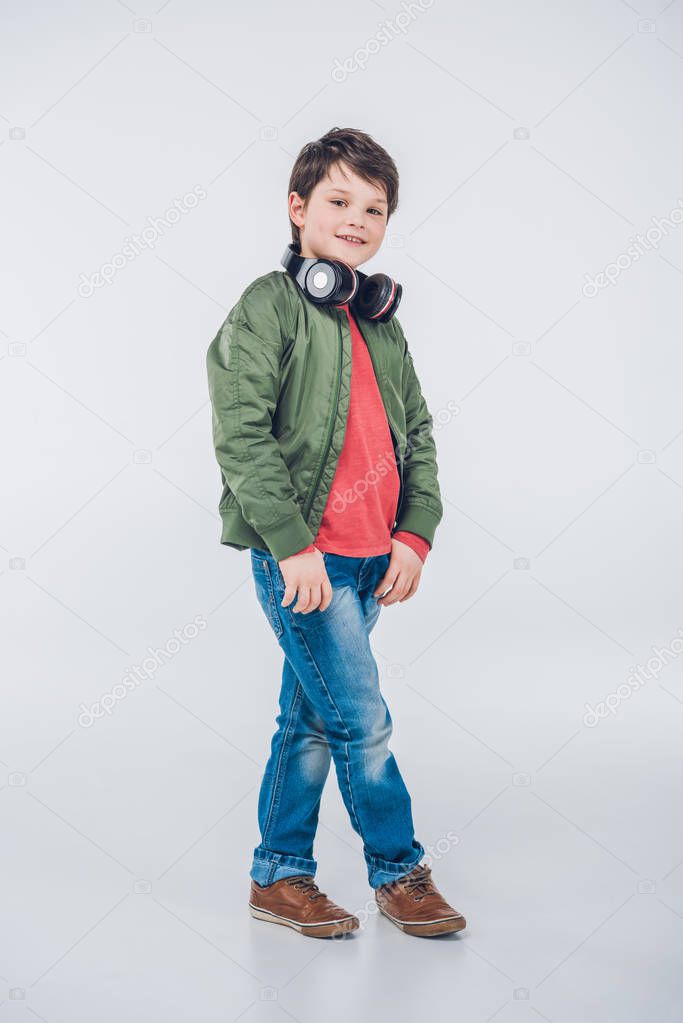 Little boy in headphones