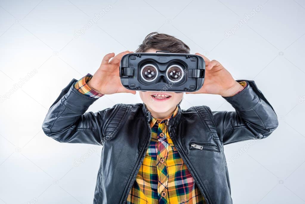 boy with virtual reality headset