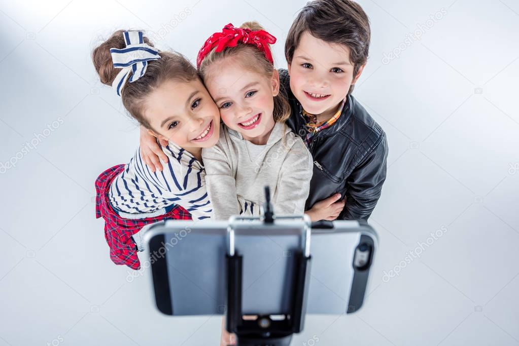children making selfie