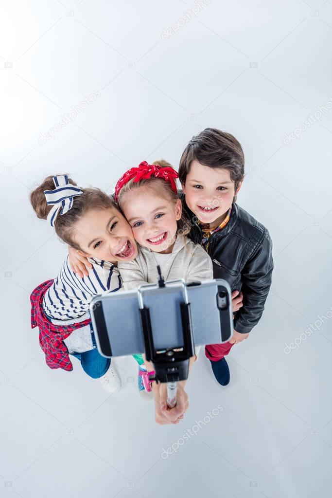 children making selfie
