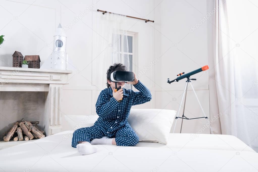 Boy in virtual reality headset 