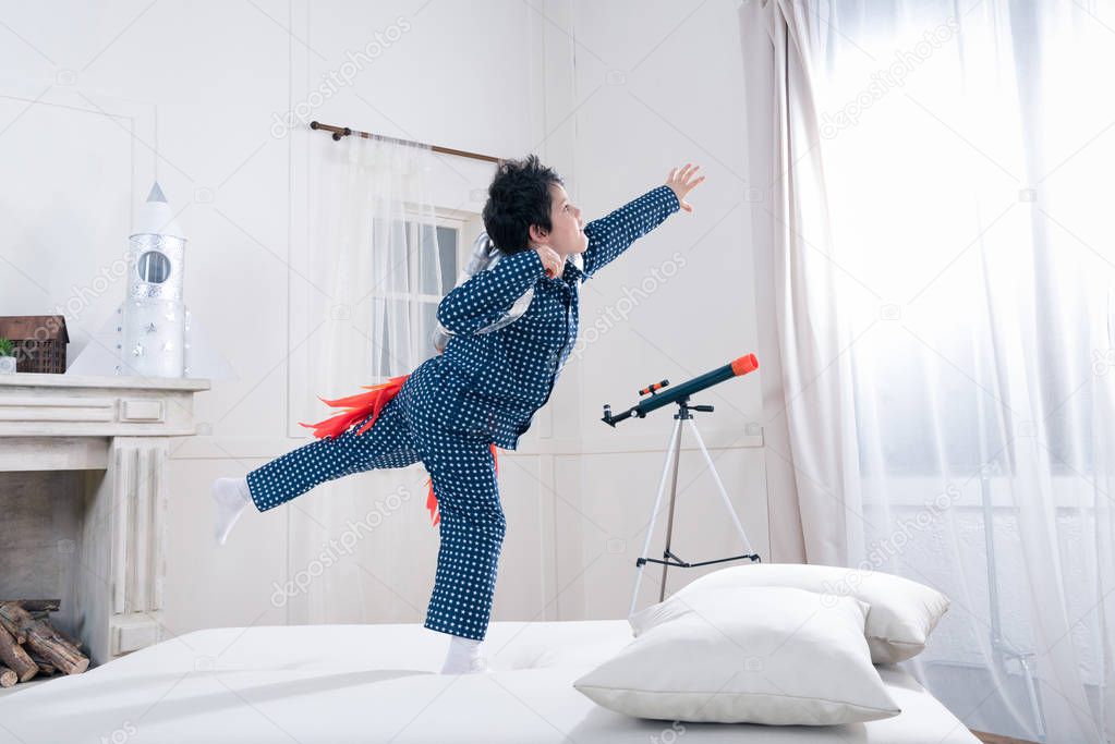 Boy playing astronaut 