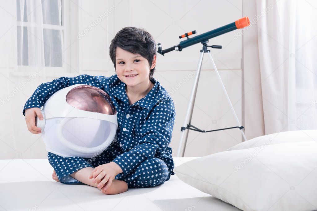 Boy with space helmet 