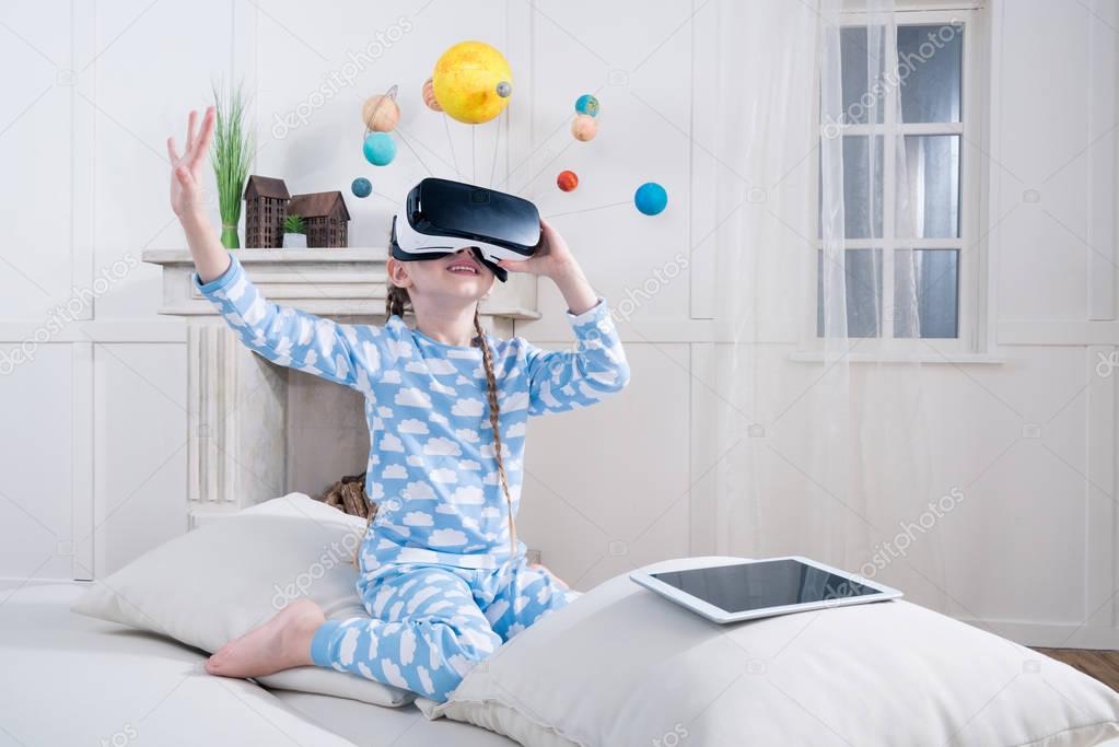 Girl in virtual reality headset 