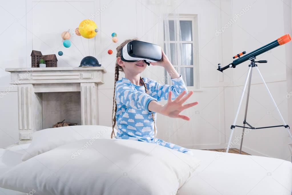 Girl in virtual reality headset 