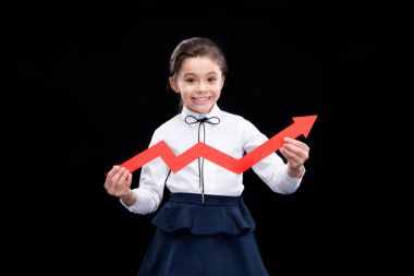 Girl with red arrow clipart