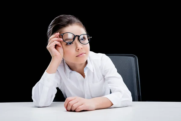 Meisje voorwenden om zakenvrouw — Stockfoto