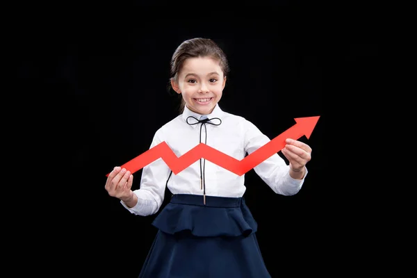 Girl with red arrow — Stock Photo, Image