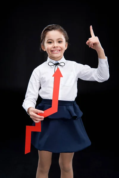 Girl with red arrow — Free Stock Photo