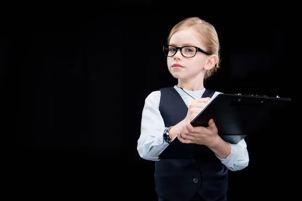 Schattig meisje met map — Stockfoto