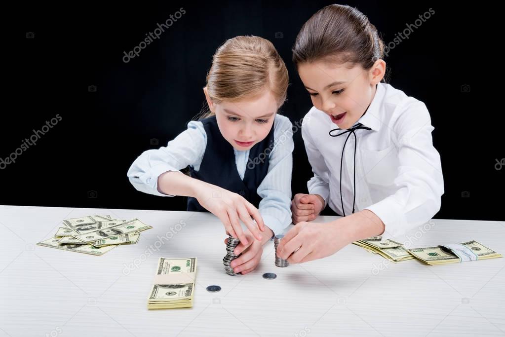 girls calculating money