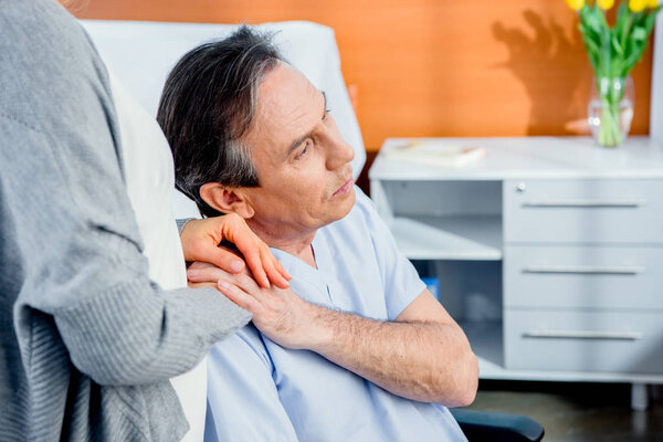 elderly wheelchair man in hospital