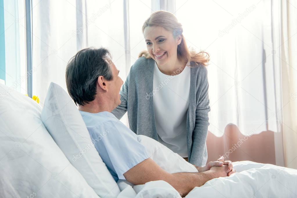 wife visiting husband in hospital 