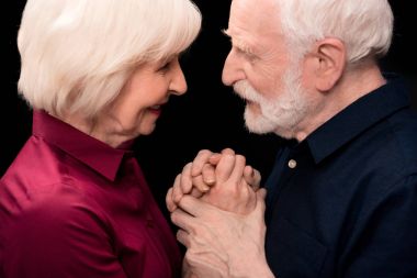 senior couple holding hands  clipart