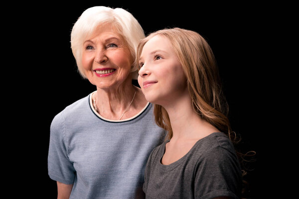 Happy grandmother and granddaughter 