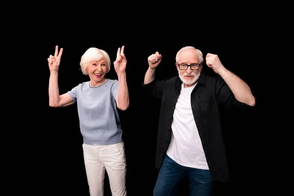 Senior couple gesturing — Stock Photo, Image