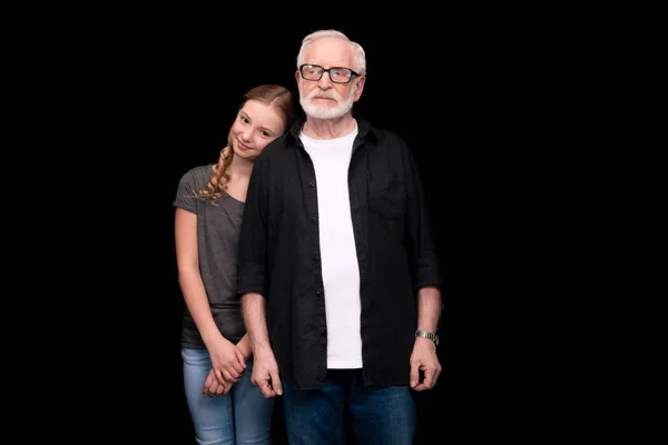Grandfather and teenage granddaughter — Free Stock Photo