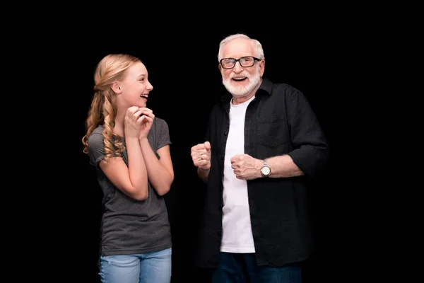 Grandfather and teenage granddaughter — Stock Photo, Image