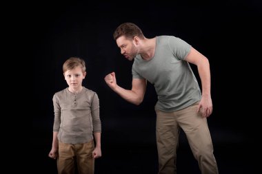 Father and son having conflict clipart