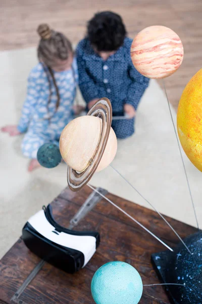 Solar system and Virtual reality headset — Stock Photo