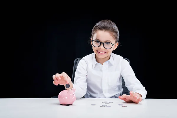 Girl pretending to be businesswoman — Stock Photo