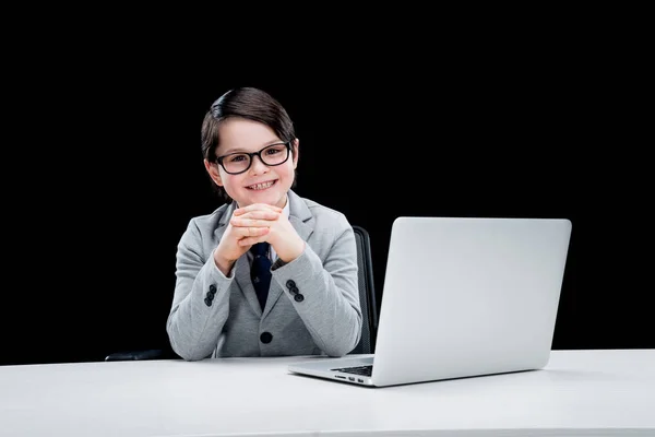 Boy pretending to be businessman — Stock Photo