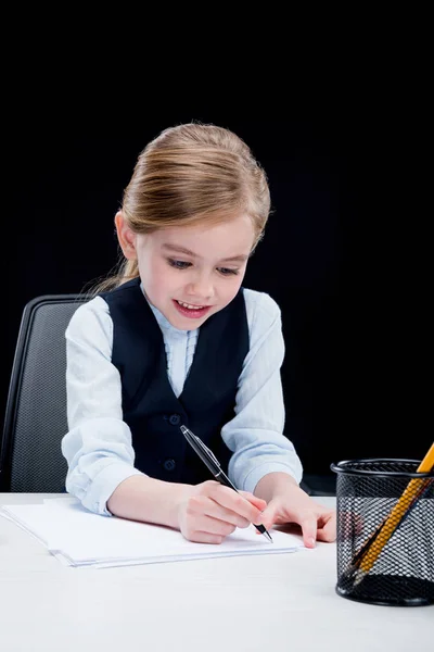 Girl playing businesswoman — Stock Photo