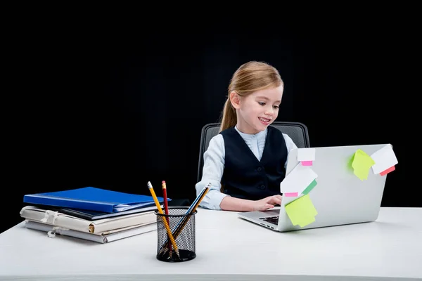 Girl playing businesswoman — Stock Photo