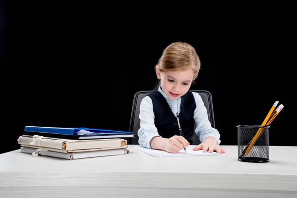 Girl playing businesswoman — Stock Photo