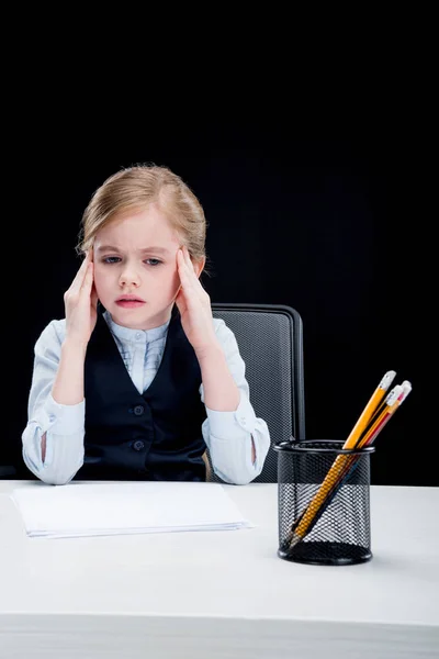 Girl playing businesswoman — Stock Photo