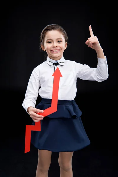 Chica con flecha roja - foto de stock