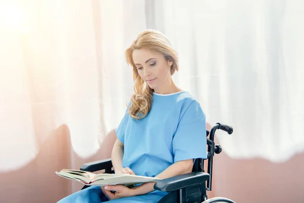 Wheelchair woman in hospital — Stock Photo
