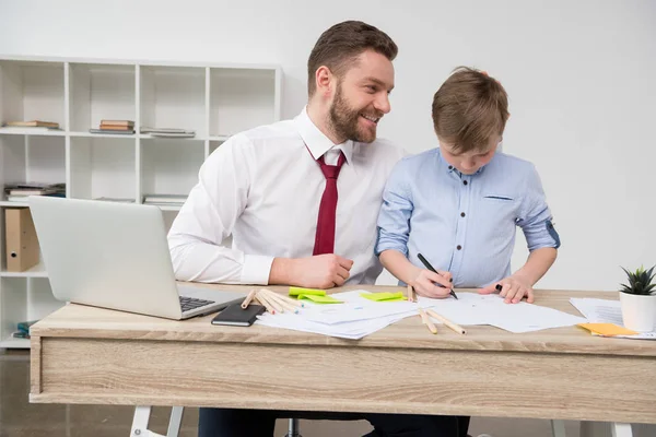 White collar worker with son — Stock Photo