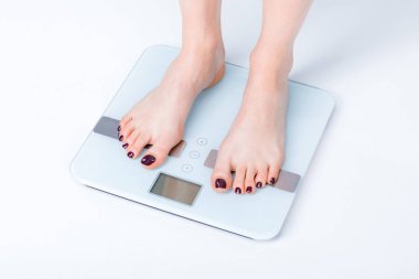 Woman on digital scales clipart