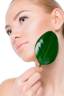 woman with green leaf clipart